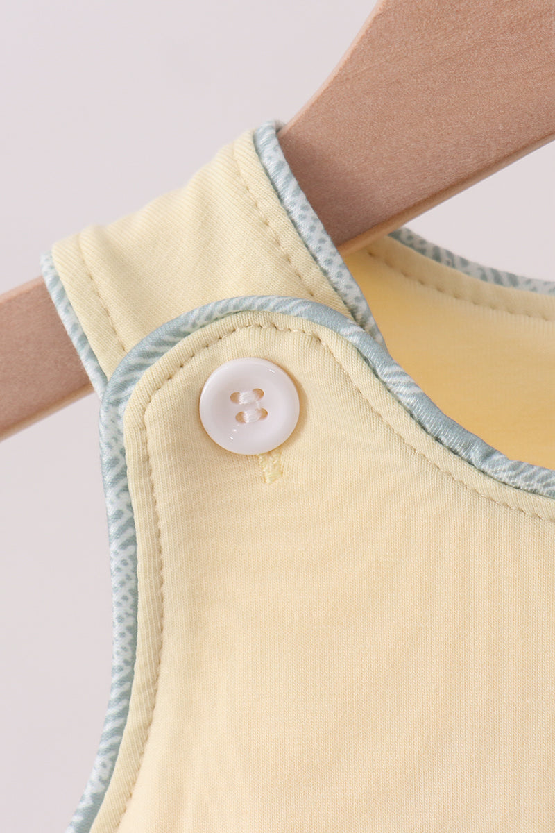 Yellow plaid bunny applique bubble - Aaria Tees Aaria Tees