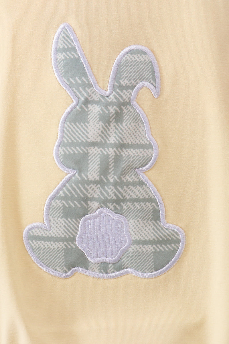 Yellow plaid bunny applique bubble - Aaria Tees Aaria Tees