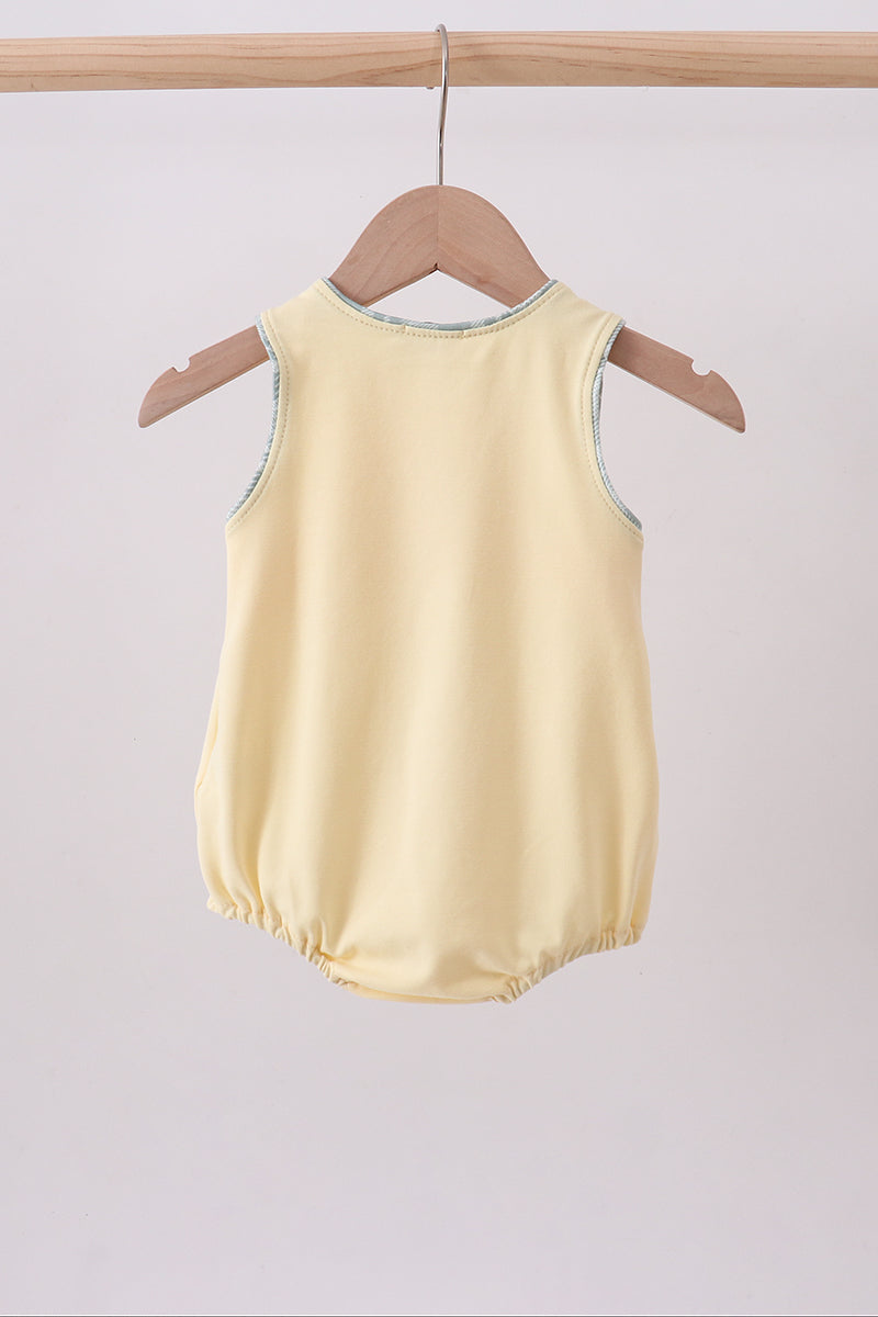 Yellow plaid bunny applique bubble - Aaria Tees Aaria Tees
