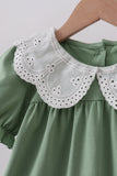 Sage bunny applique lace collar dress - Aaria Tees Aaria Tees