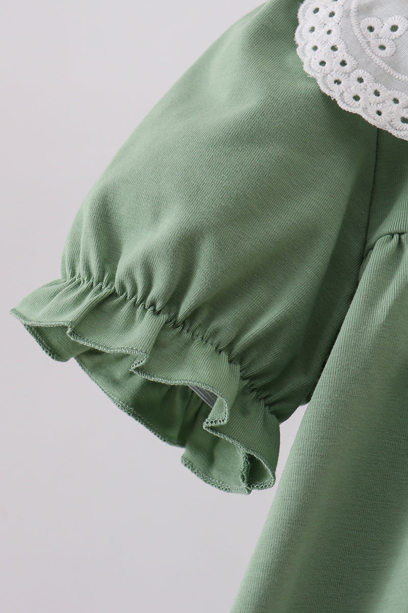 Sage bunny applique lace collar dress - Aaria Tees Aaria Tees