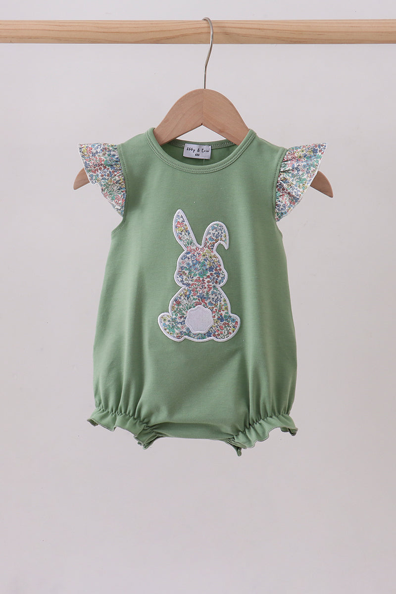 Sage bunny applique ruffle bubble - Aaria Tees Aaria Tees
