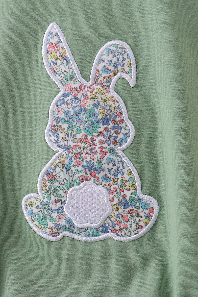 Sage bunny applique ruffle bubble - Aaria Tees Aaria Tees