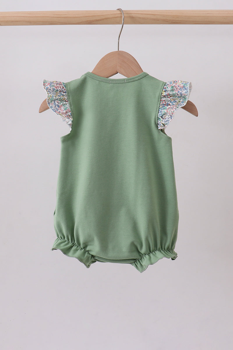 Sage bunny applique ruffle bubble - Aaria Tees Aaria Tees