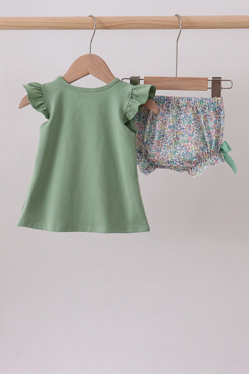 Sage bunny applique bloomer set - Aaria Tees Aaria Tees