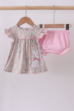 Floral bunny applique ruffle bloomer set - Aaria Tees Aaria Tees