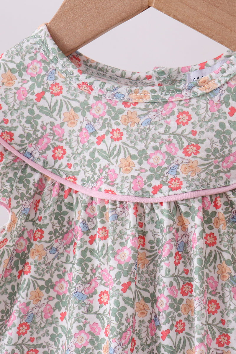 Floral bunny applique ruffle bloomer set - Aaria Tees Aaria Tees
