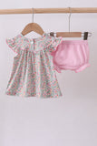 Floral bunny applique ruffle bloomer set - Aaria Tees Aaria Tees