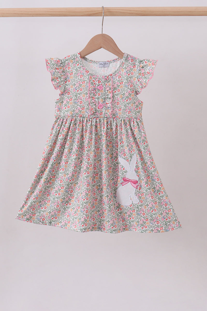 Floral bunny applique ruffle dress - Aaria Tees Aaria Tees