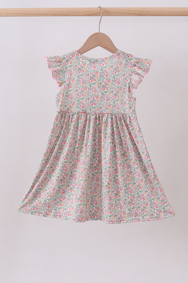Floral bunny applique ruffle dress - Aaria Tees Aaria Tees