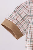 Brown bunny applique plaid romper - Aaria Tees Aaria Tees