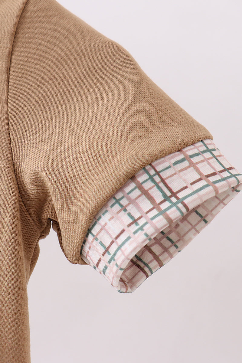 Brown plaid bunny applique bubble - Aaria Tees Aaria Tees