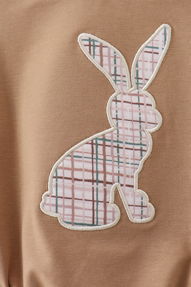 Brown plaid bunny applique bubble - Aaria Tees Aaria Tees