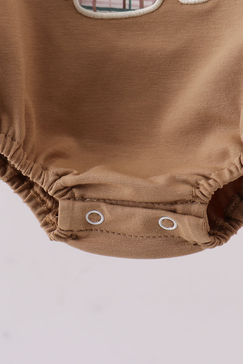 Brown plaid bunny applique bubble - Aaria Tees Aaria Tees