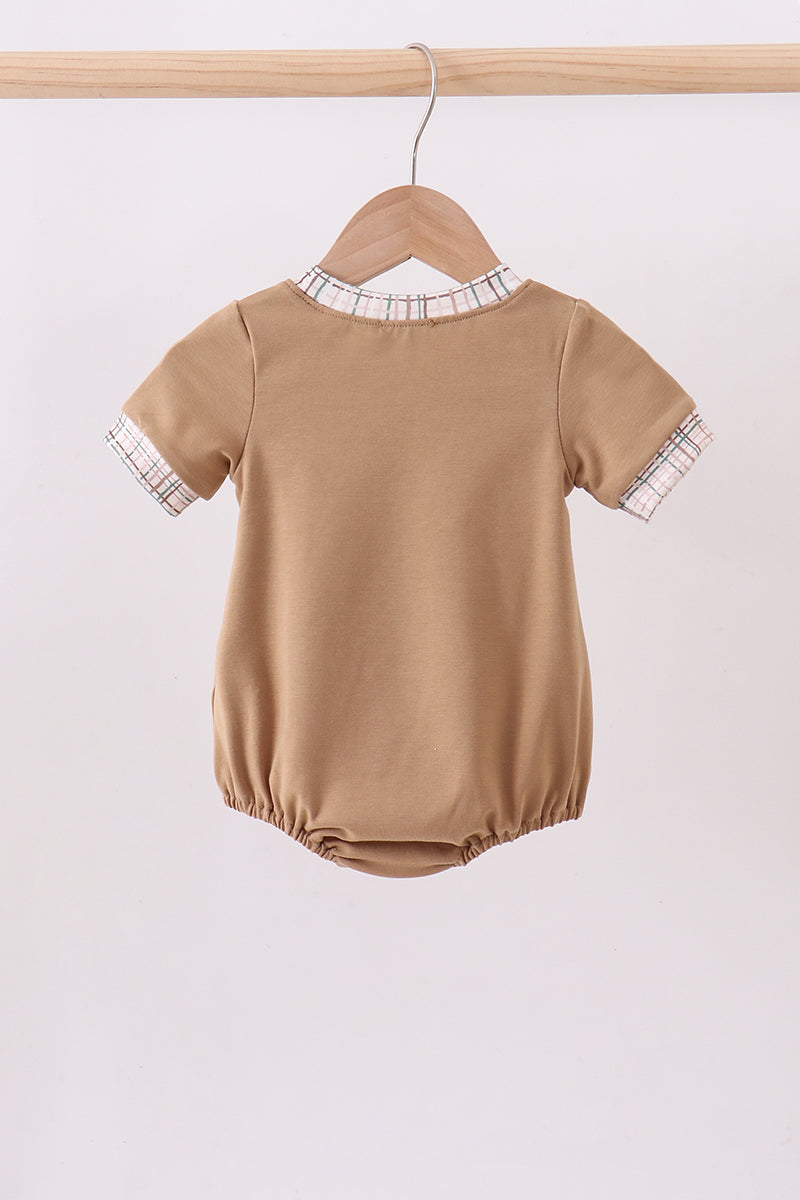 Brown plaid bunny applique bubble - Aaria Tees Aaria Tees