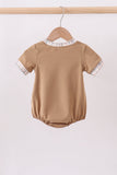 Brown plaid bunny applique bubble - Aaria Tees Aaria Tees