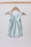Blue floral bunny applique ruffle bubble - Aaria Tees Aaria Tees