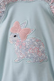 Blue floral bunny applique ruffle bubble - Aaria Tees Aaria Tees