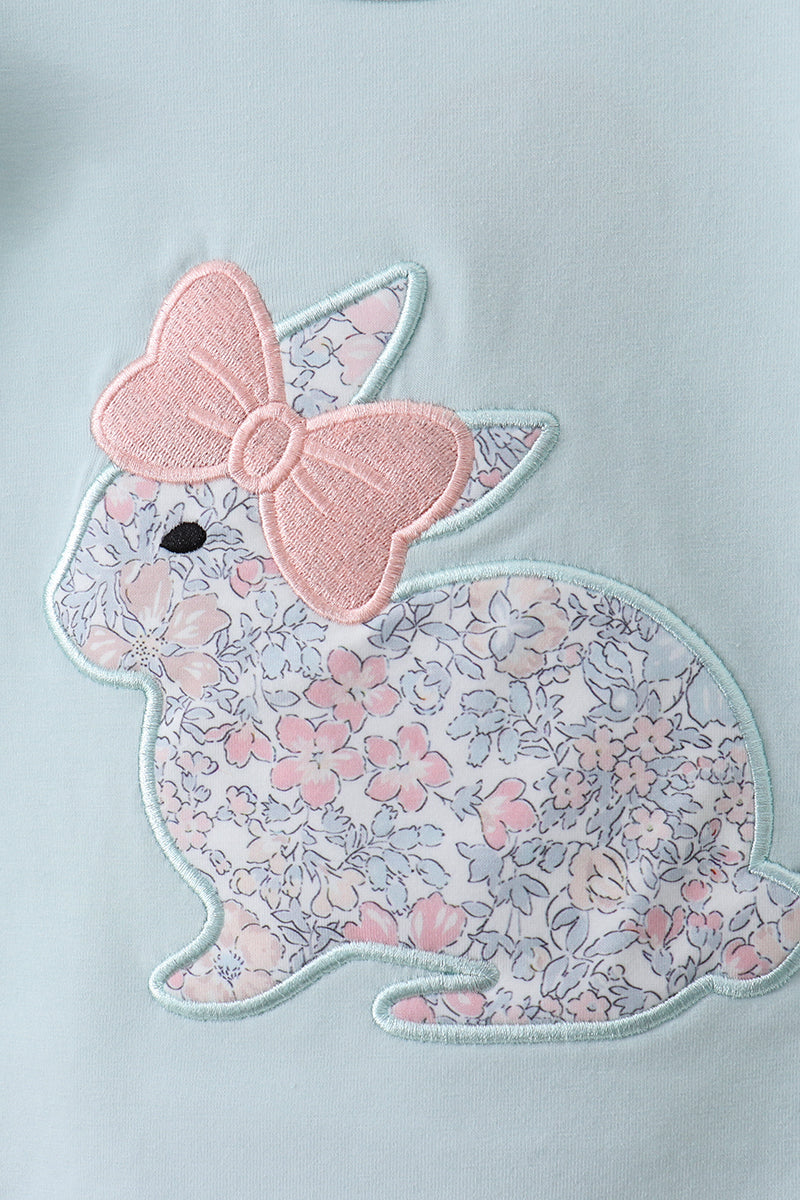 Blue floral bunny applique ruffle skorts set - Aaria Tees Aaria Tees
