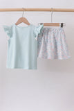Blue floral bunny applique ruffle skorts set - Aaria Tees Aaria Tees