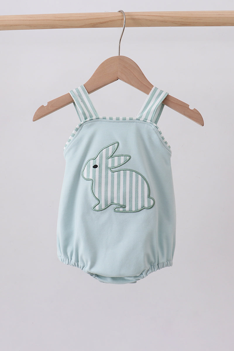 Blue stripe bunny applique bubble - Aaria Tees Aaria Tees