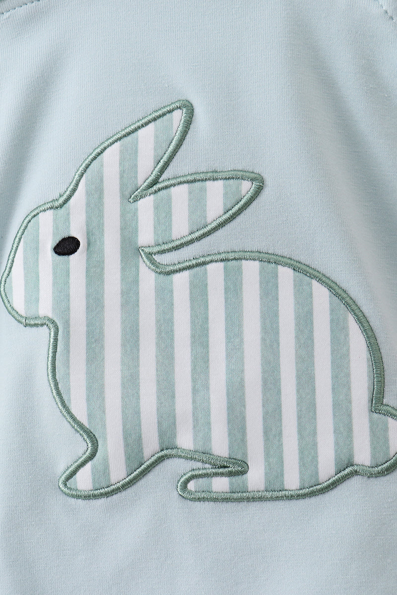 Blue stripe bunny applique bubble - Aaria Tees Aaria Tees