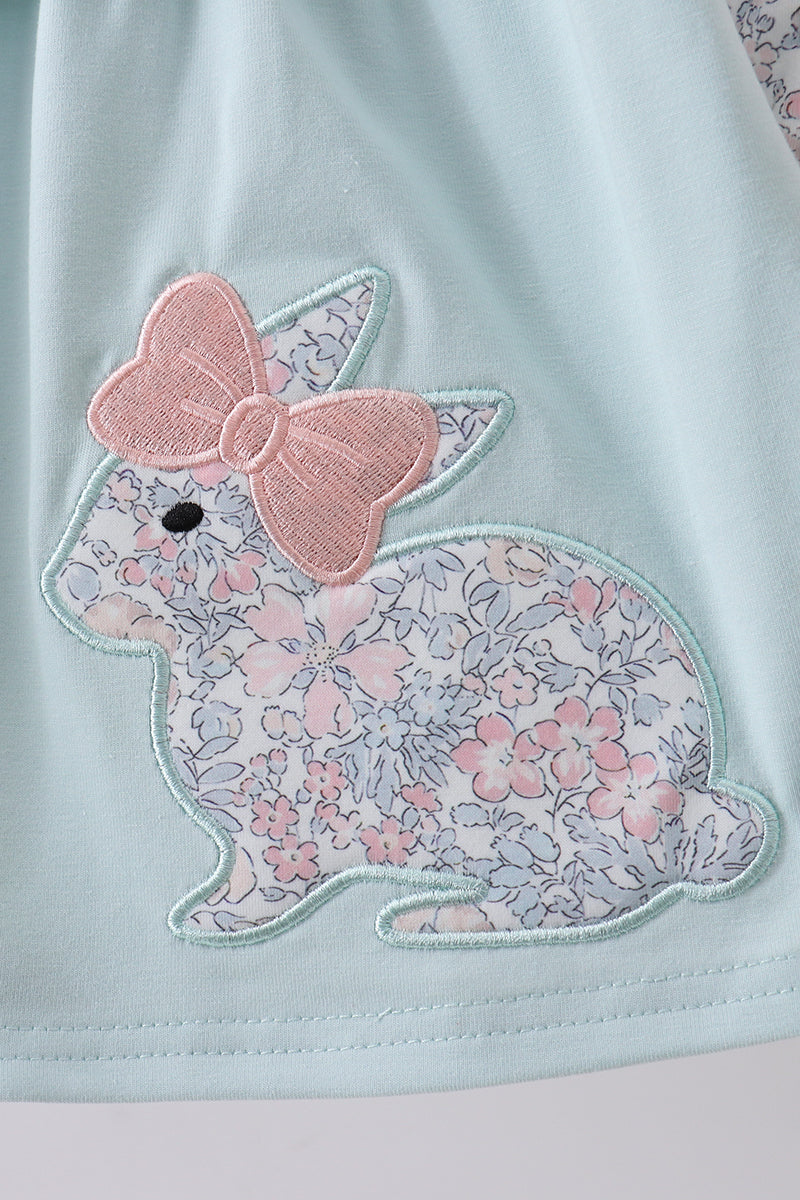 Blue floral bunny applique bloomer set - Aaria Tees Aaria Tees