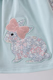 Blue floral bunny applique bloomer set - Aaria Tees Aaria Tees