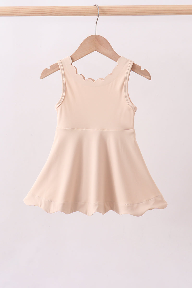 Cream scalloped active dress - Aaria Tees