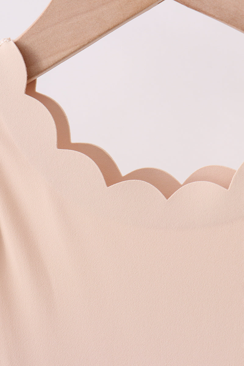 Cream scalloped active dress - Aaria Tees Aaria Tees