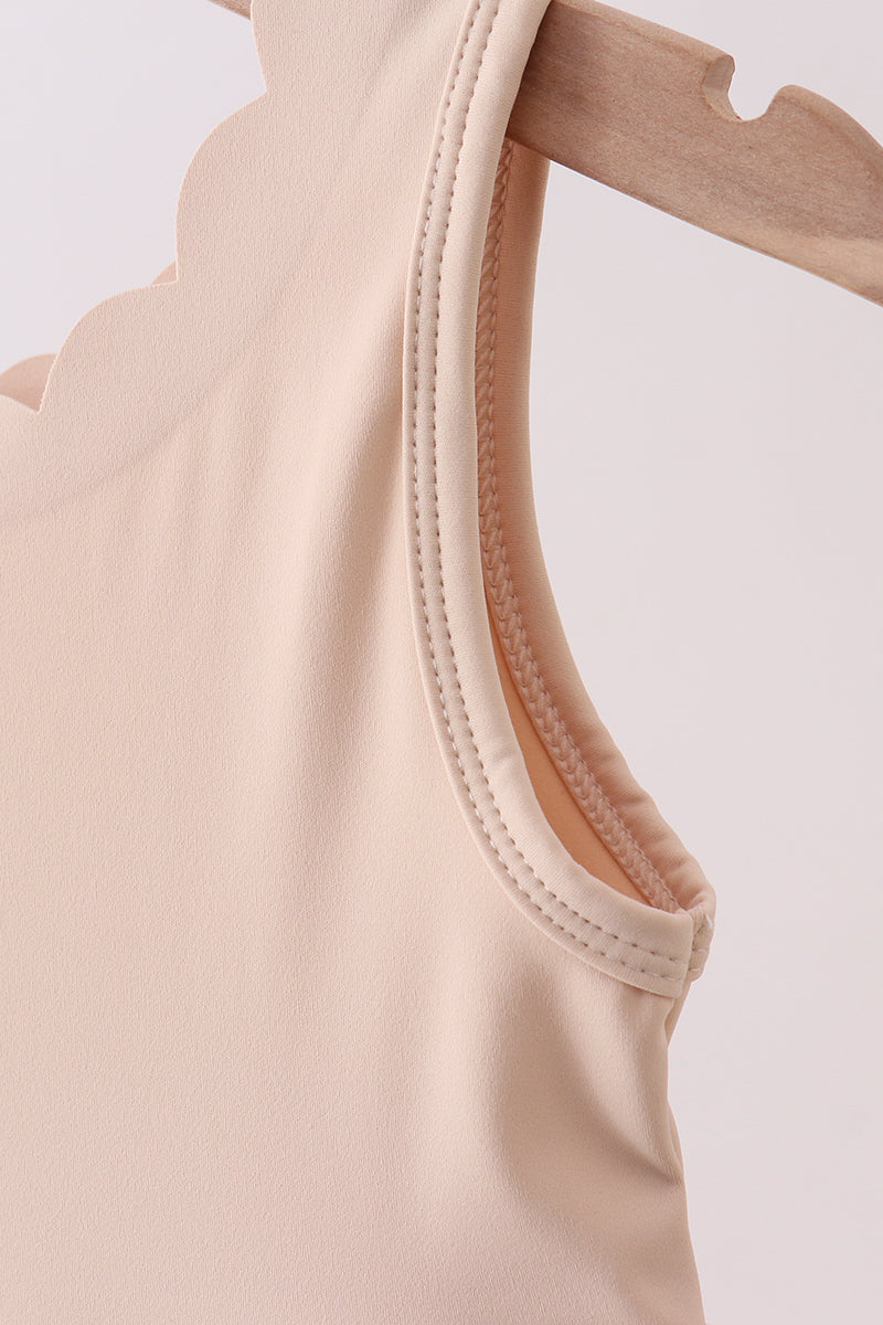 Cream scalloped active dress - Aaria Tees Aaria Tees
