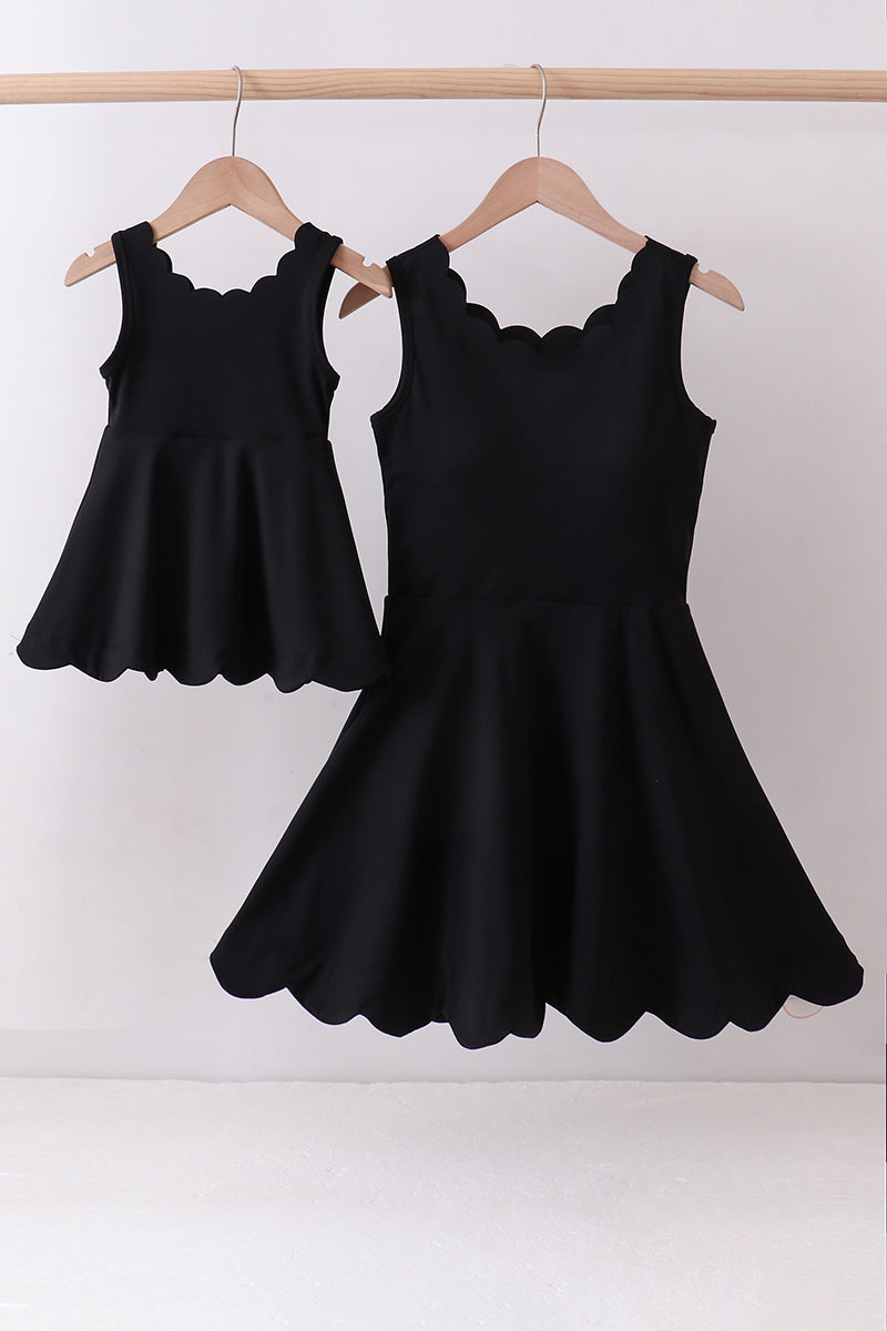 Black scalloped active  mom&me dress - Aaria Tees Aaria Tees