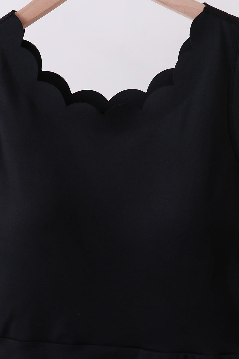 Black scalloped active  mom&me dress - Aaria Tees Aaria Tees