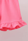 Pink baseball print ruffle shorts set - Aaria Tees Aaria Tees