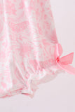 Pink bunny smocked ruffle bow bubble - Aaria Tees Aaria Tees