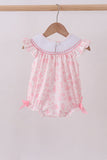 Pink bunny smocked ruffle bow bubble - Aaria Tees Aaria Tees