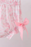 Pink bunny smocked lace collar bow bloomer set - Aaria Tees Aaria Tees
