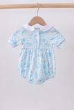Blue bunny smocked peter pan collar bubble - Aaria Tees Aaria Tees