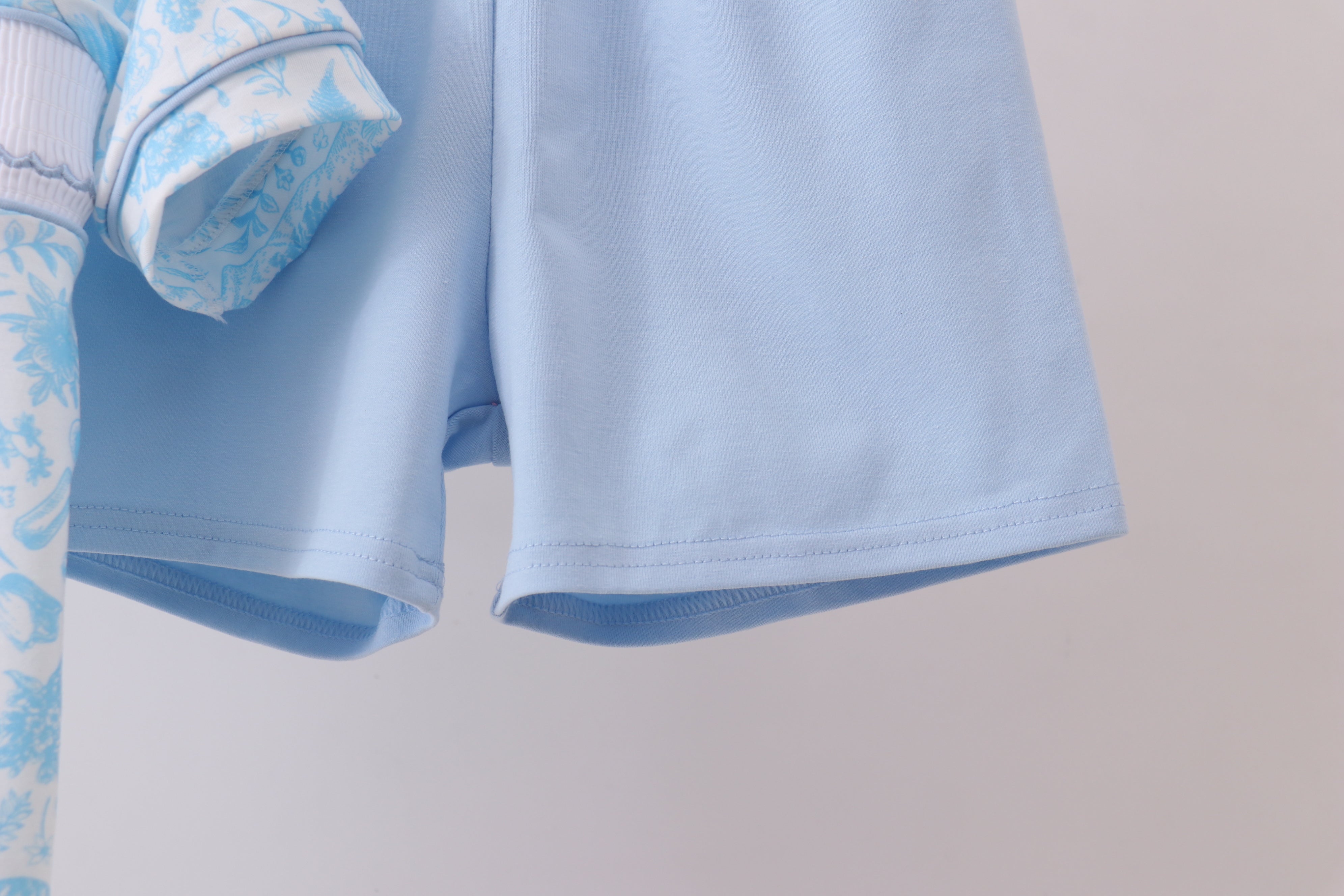 Blue bunny smocked peter pan collar shorts set - Aaria Tees Aaria Tees