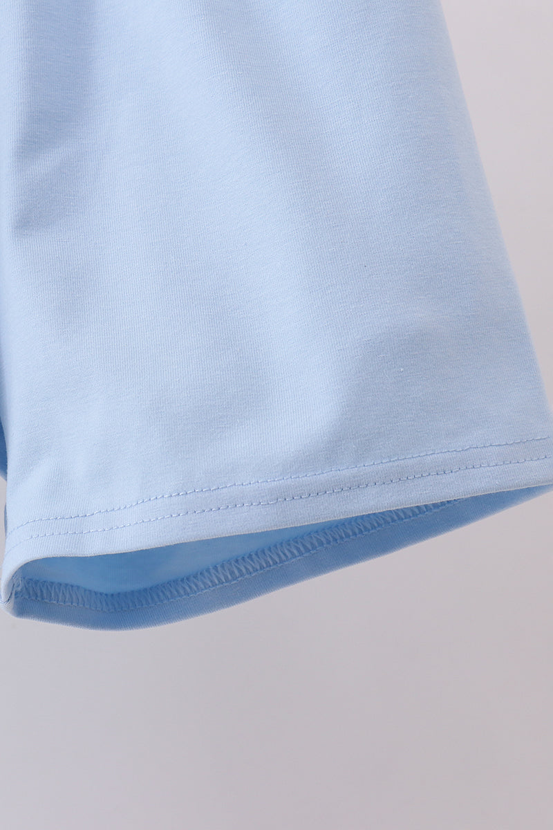 Blue bunny smocked peter pan collar shorts set - Aaria Tees Aaria Tees