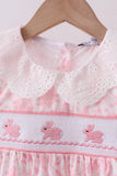 Pink bunny smocked lace collar shorts set - Aaria Tees Aaria Tees