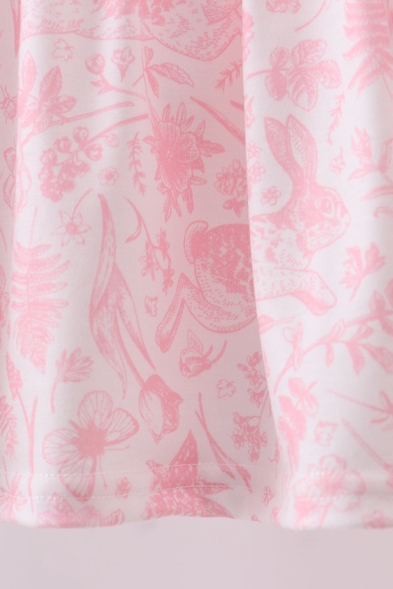 Pink bunny smocked lace collar shorts set - Aaria Tees Aaria Tees