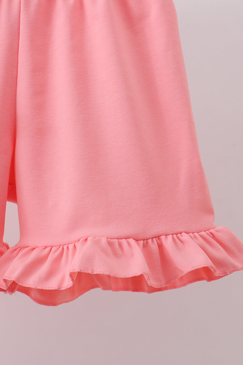 Pink bunny smocked lace collar shorts set - Aaria Tees Aaria Tees