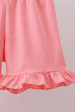 Pink bunny smocked lace collar shorts set - Aaria Tees Aaria Tees