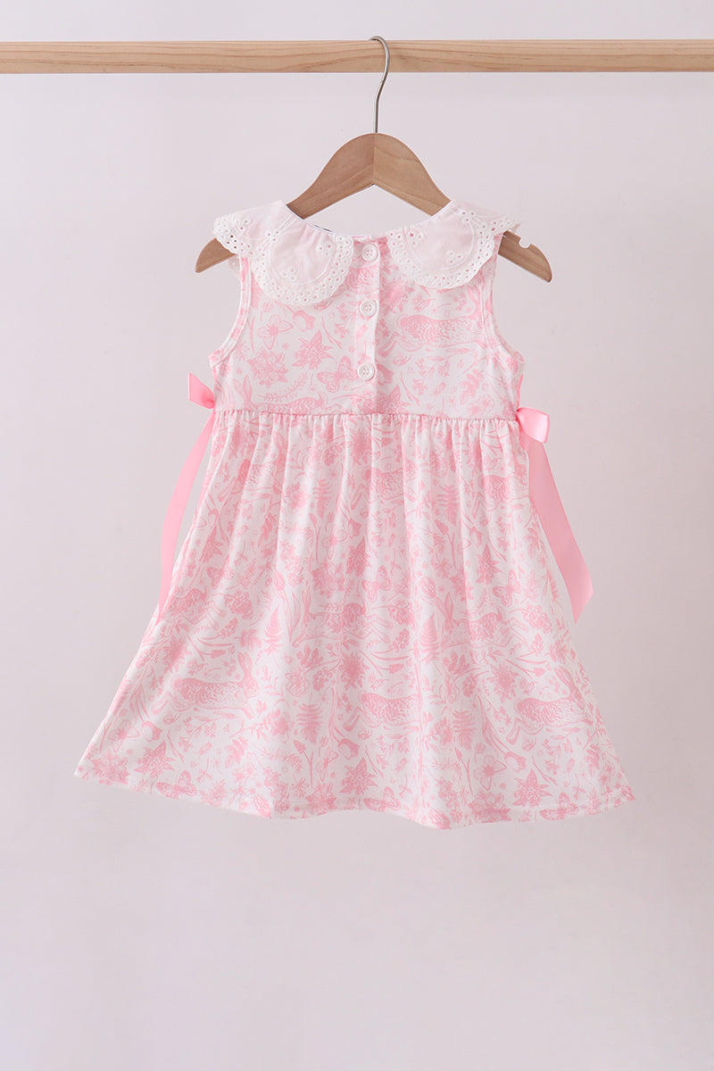 Pink bunny smocked lace collar dress - Aaria Tees Aaria Tees