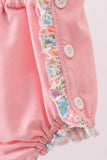 Pink floral cross embroidery ruffle bubble - Aaria Tees Aaria Tees