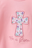 Pink floral cross embroidery ruffle bloomer set - Aaria Tees Aaria Tees