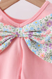 Pink floral cross embroidery ruffle bloomer set - Aaria Tees Aaria Tees