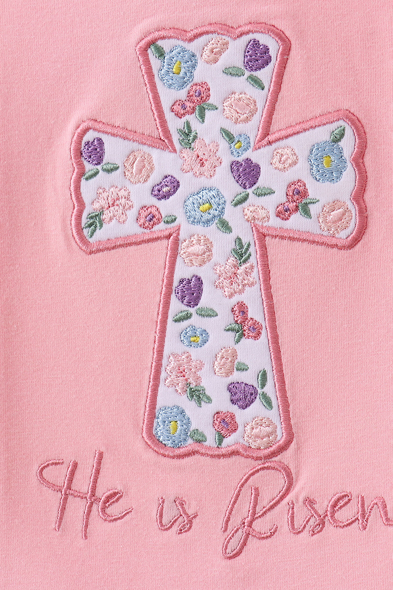 Pink cross applique ruffle shorts set - Aaria Tees Aaria Tees