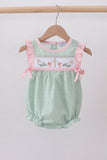 Green swiss dot cross sheep ruffle bubble - Aaria Tees Aaria Tees